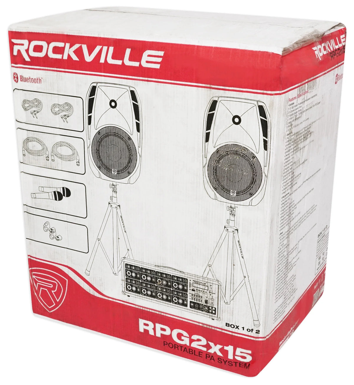 RPG2X15 Package PA System Mixer/Amp+15" Speakers+Stands+Mics+Bluetooth