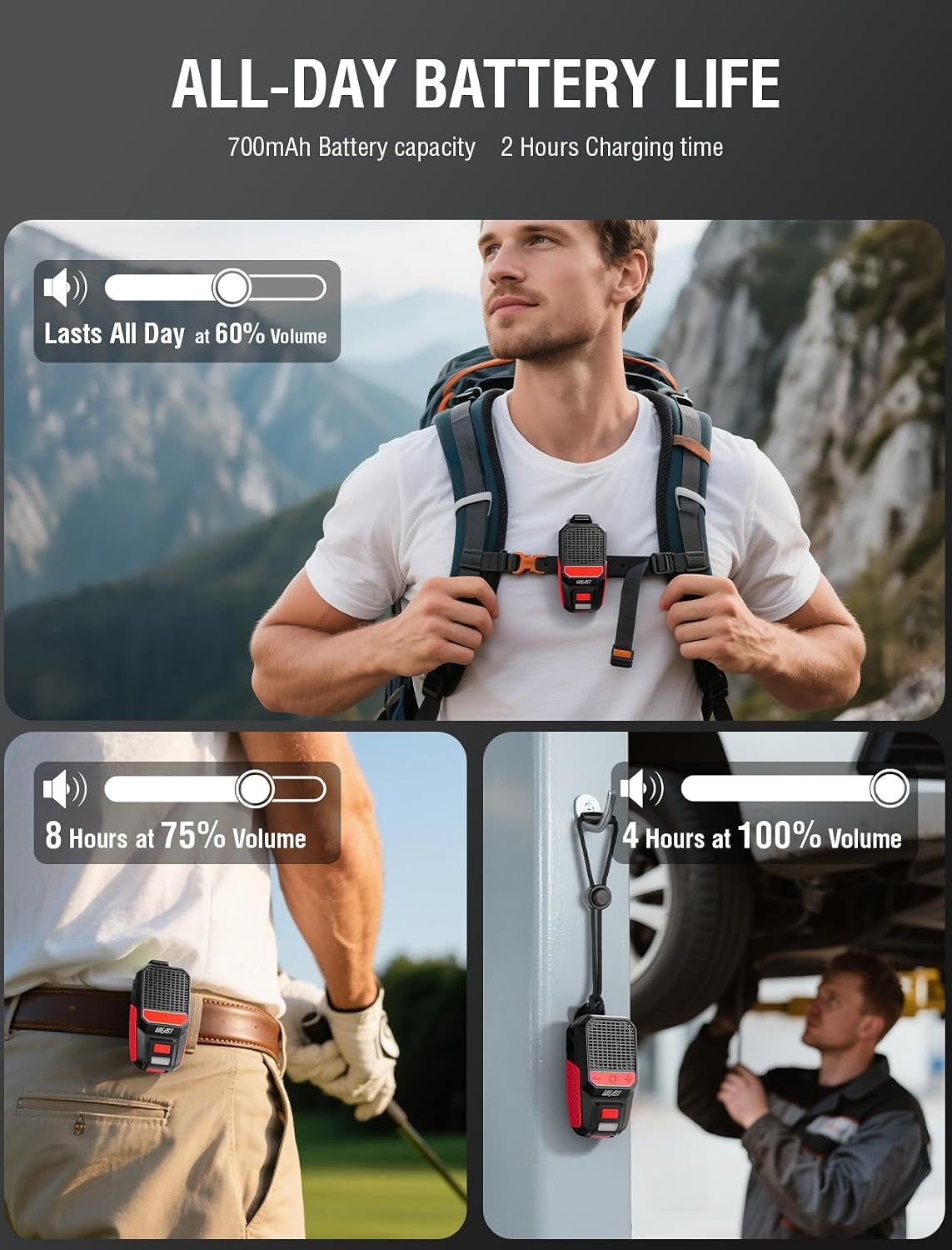 GBEAST Wearable Clip-On Bluetooth Speaker — Red
