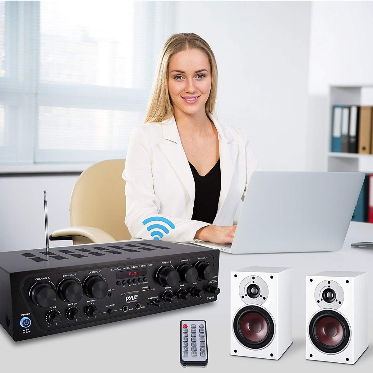Bluetooth Home Audio 750 Watt 6 Channel Amplifier Stereo Receiver (PTA62BT.5)