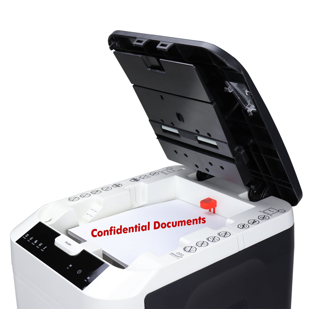 GB Commercial Grade 200-Sheet Auto Feed Micro-Cut Paper Shredder with Pullout Basket