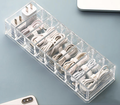 Clear 8-Compartment Cable Organizer