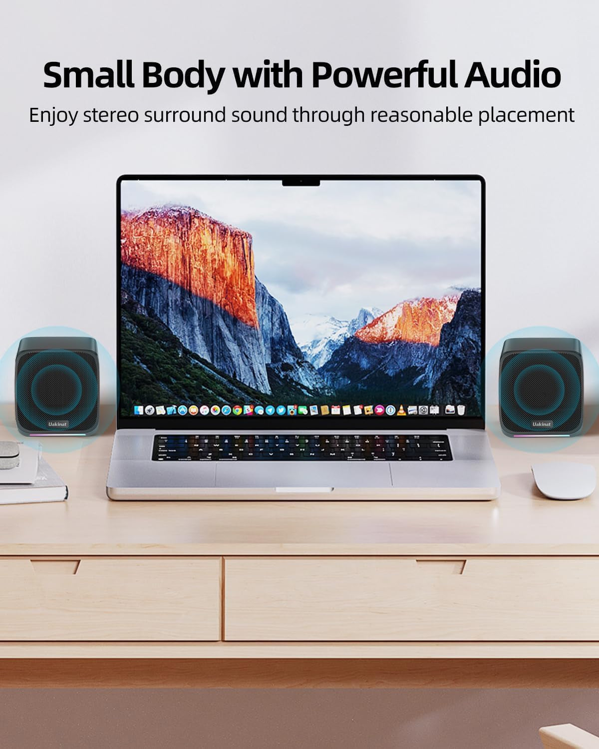 Compact USB-Powered Desktop Speakers — 3.5mm AUX