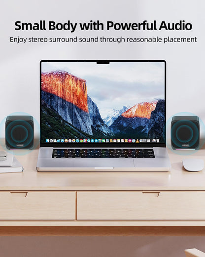Compact USB-Powered Desktop Speakers — 3.5mm AUX