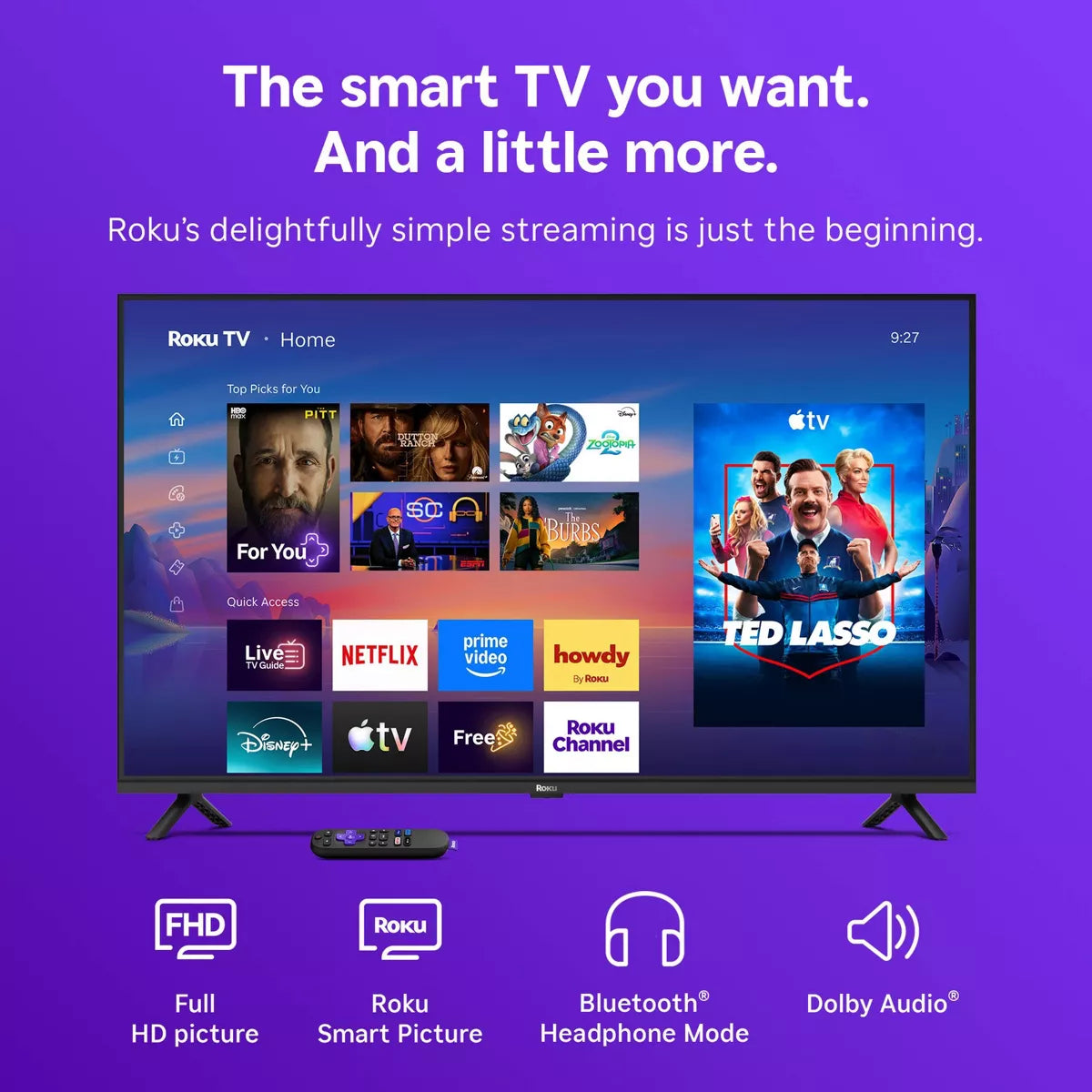 Roku 40" Select Series 1080P Full HD Smart Roku TV with Voice Remote Streaming Live Local News, Sports, & Movies