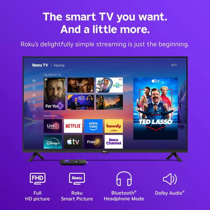 Roku 40" Select Series 1080P Full HD Smart Roku TV with Voice Remote Streaming Live Local News, Sports, & Movies