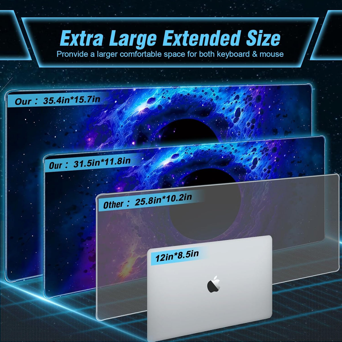 Black Hole XXL Gaming Mouse Pad — 31.5 × 11.8 in