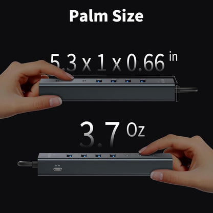 Aluminum 7-Port USB Hub 3.0 — 4 ft Cable