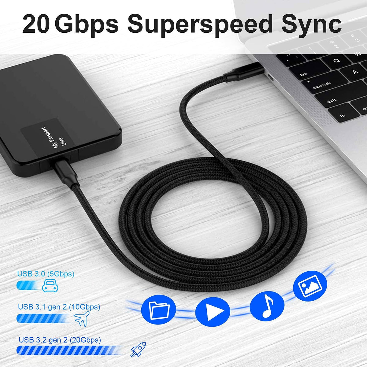 Elfesoul USB-C Cable — 100W, 20Gbps, 1.65 ft