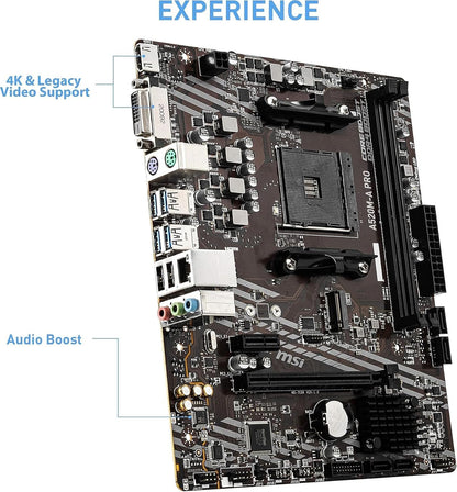 AMD Ryzen 5 5500 Unlocked Desktop Processor with MSI A520M-A PRO Gaming Motherboard (AMD AM4, DDR4, Pcie 4.0, Micro-Atx),