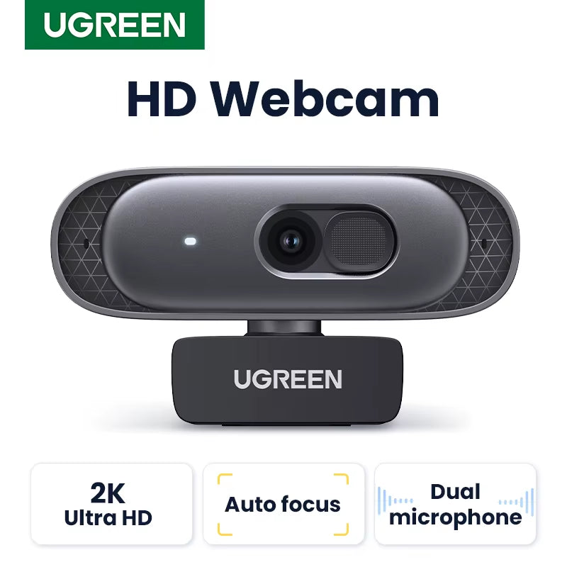 UGREEN 2K USB Webcam with Dual Microphones