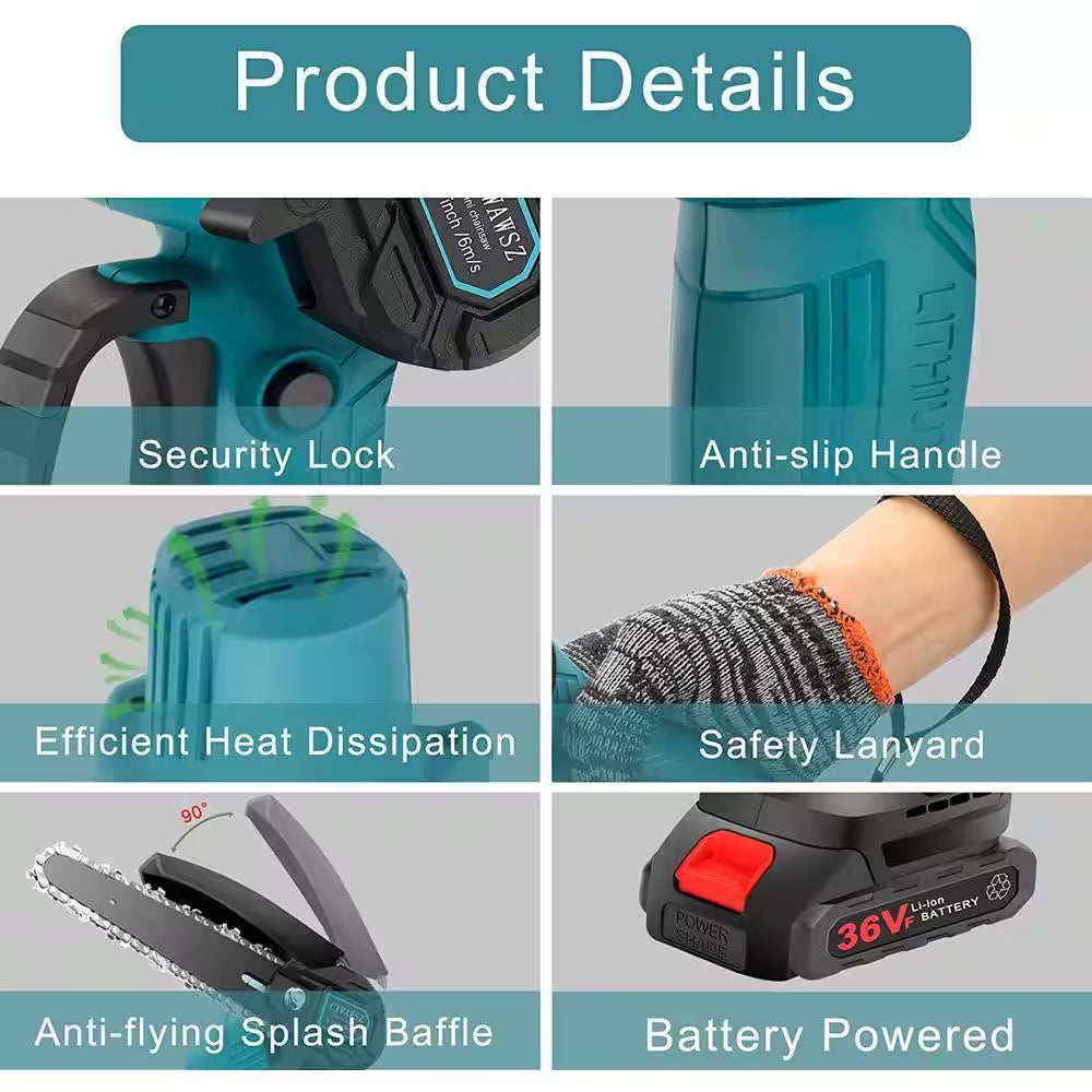 6 In. Mini Chainsaw, Handheld Small Chainsaw, Pruning Saw