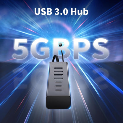 Aluminum 7-Port USB Hub 3.0 — 4 ft Cable