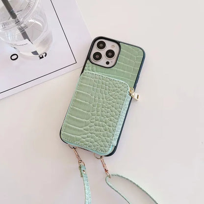 Textured Wallet Crossbody Case for iPhone