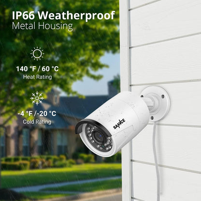 4K POE Security Camera System - 8CH 8MP NVR Recorder with 4PCS 5MP Outdoor Bullet Surveillance Cameras, Power over Ethernet, Easy Mobile Access with APP Alert(No HDD)