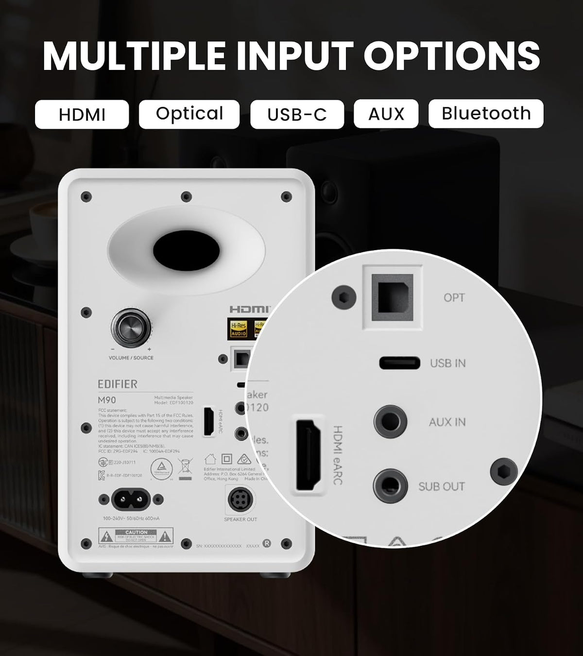 Edifier M90 Desktop Speakers — 100W RMS, White