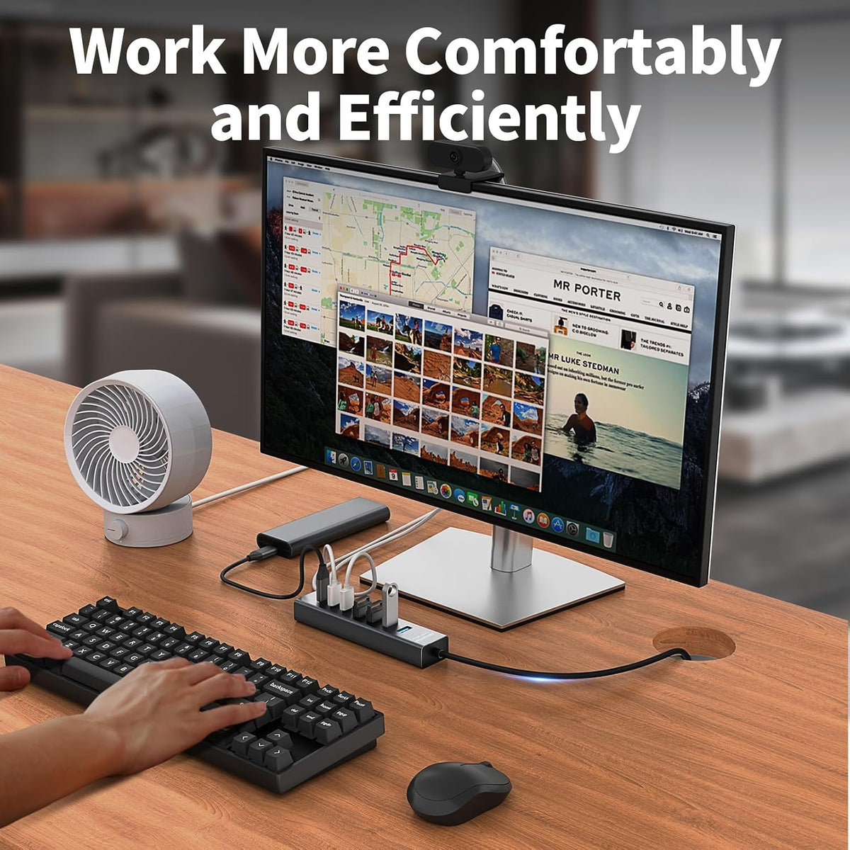 Aluminum 7-Port USB Hub 3.0 — 4 ft Cable