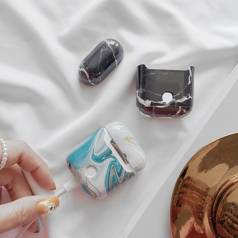 Marble-Print Cover for AirPods 2