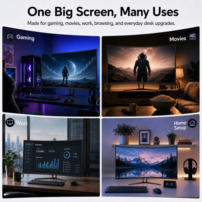 39" Curved Gaming Monitor, 2560X1440 QHD Computer Monitor, 165Hz Curved Monitor, 1Ms MPRT, AMD Freesync Adaptive Sync, USB-C 65W, HDMI 2.0 & DP 1.4, Built-In Speakers
