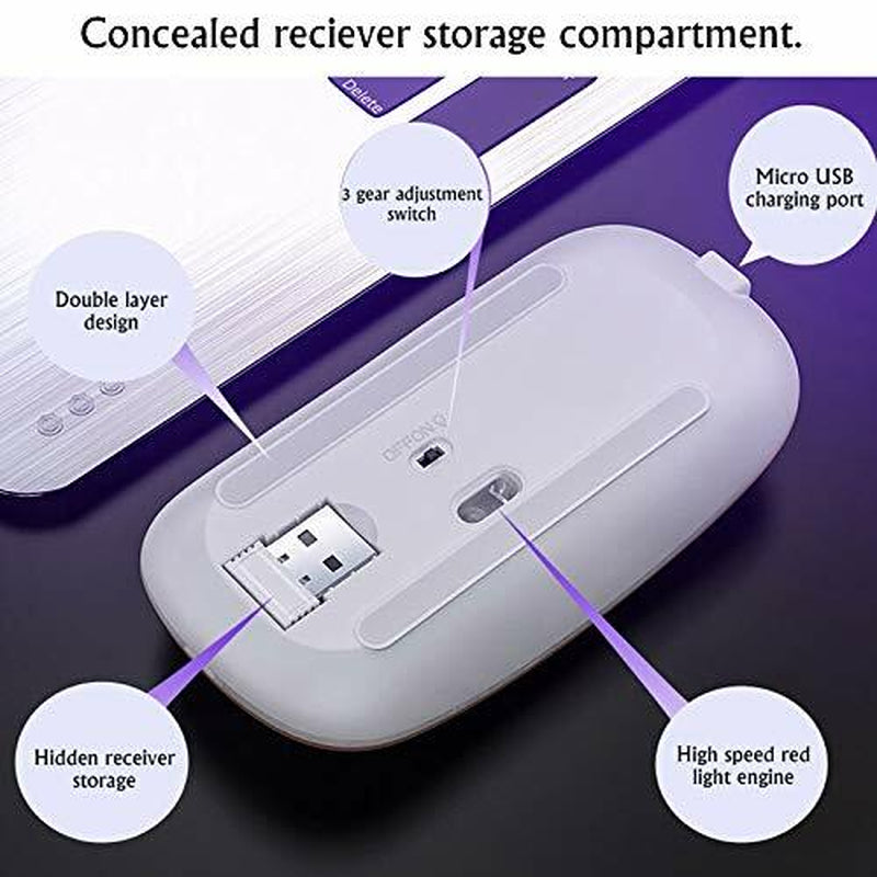 2.4Ghz Wireless Optical Mouse USB Rechargeable RGB Cordless Mice for PC Laptop