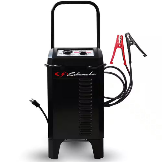Wheeled Manual 10-Amp Car Battery Charger and 250A Engine Starter, 50A Boost, 6V/12V Sport, Auto, and Marine Batteries