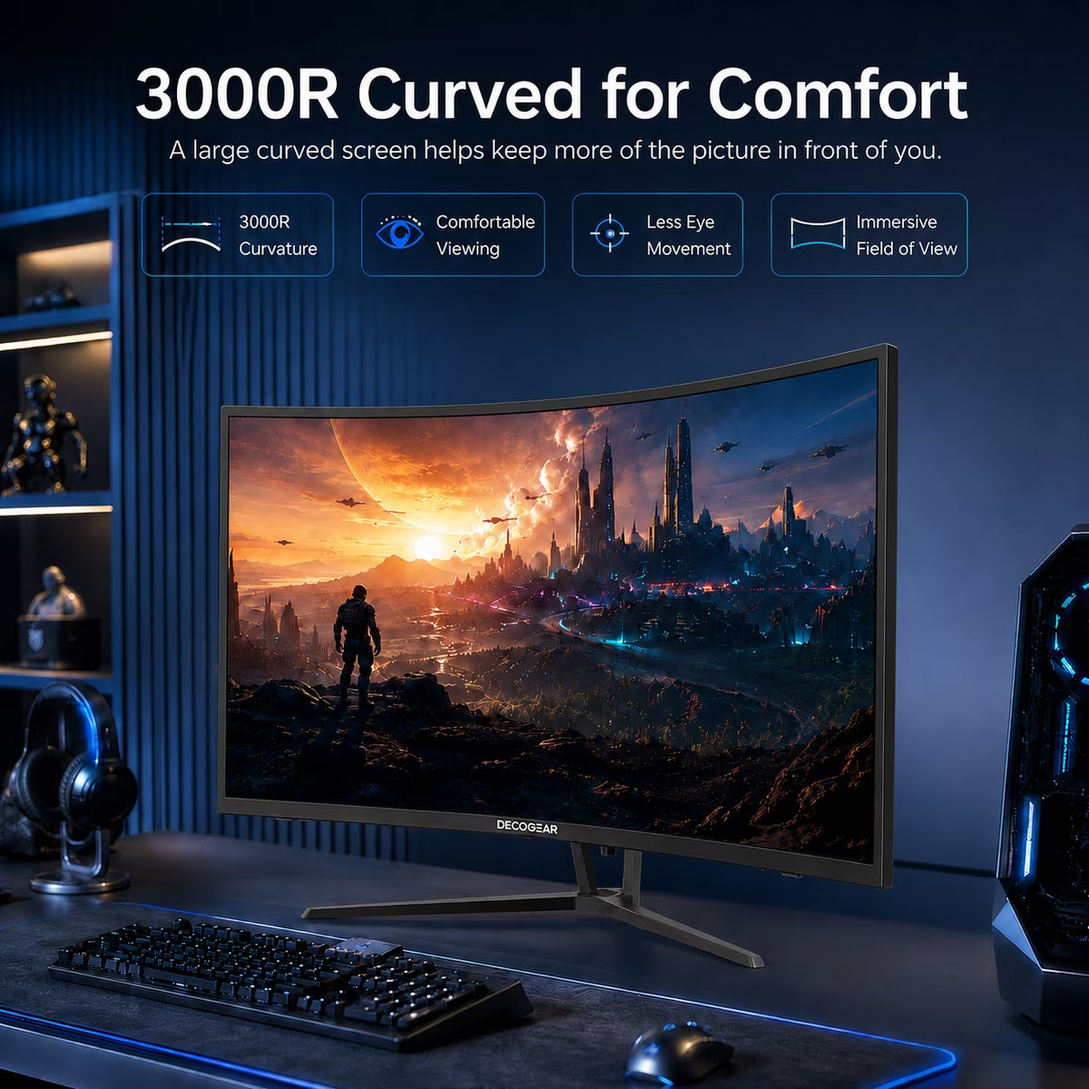 39" Curved Gaming Monitor, 2560X1440 QHD Computer Monitor, 165Hz Curved Monitor, 1Ms MPRT, AMD Freesync Adaptive Sync, USB-C 65W, HDMI 2.0 & DP 1.4, Built-In Speakers