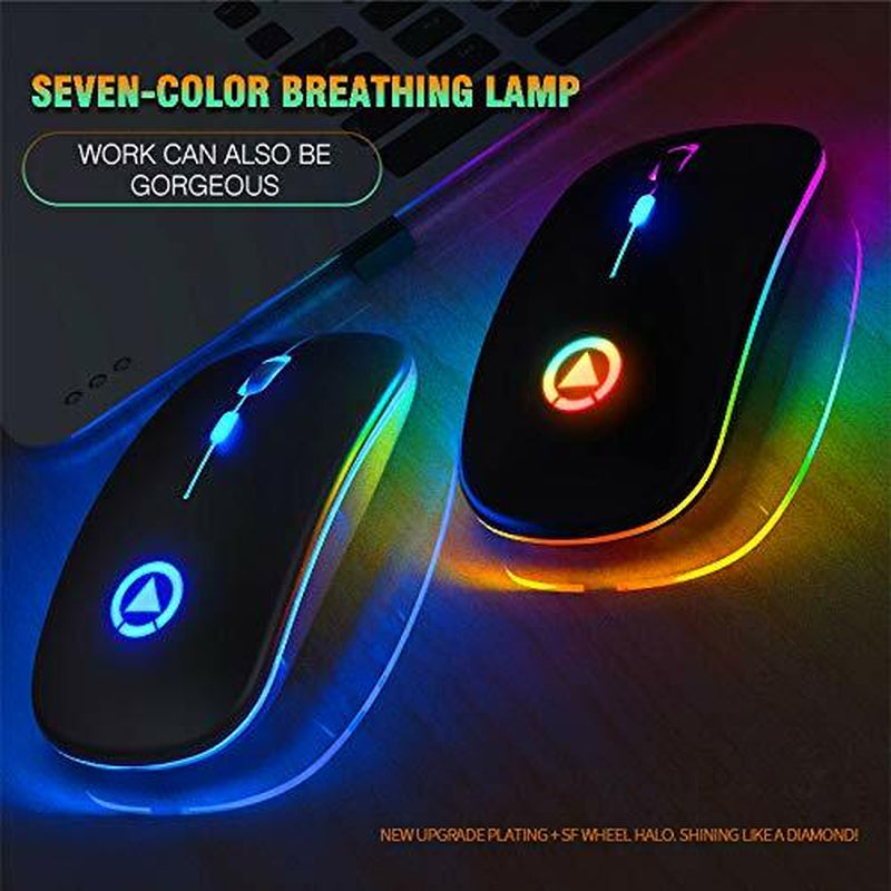 2.4Ghz Wireless Optical Mouse USB Rechargeable RGB Cordless Mice for PC Laptop
