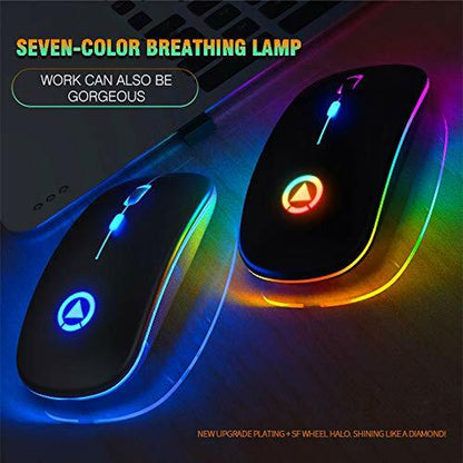 2.4Ghz Wireless Optical Mouse USB Rechargeable RGB Cordless Mice for PC Laptop