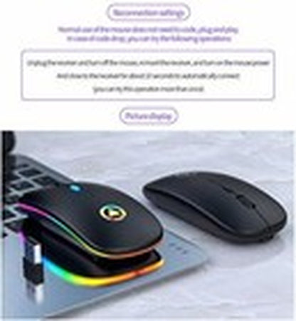 2.4Ghz Wireless Optical Mouse USB Rechargeable RGB Cordless Mice for PC Laptop