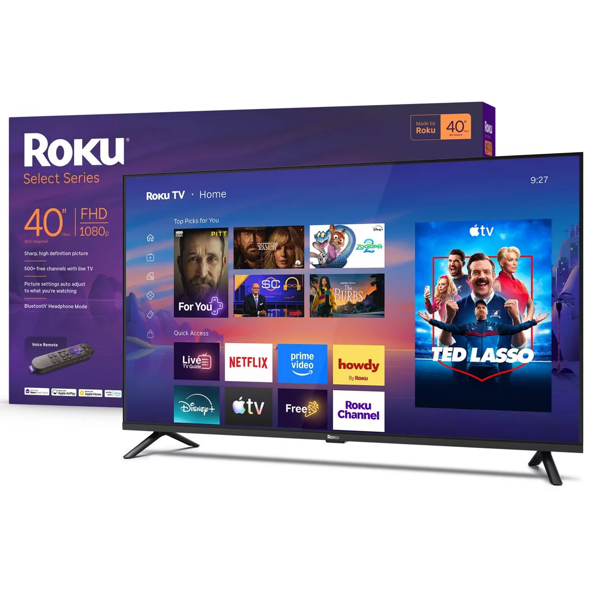 Roku 40" Select Series 1080P Full HD Smart Roku TV with Voice Remote Streaming Live Local News, Sports, & Movies