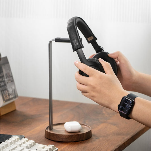 Walnut-Base Headphone Stand