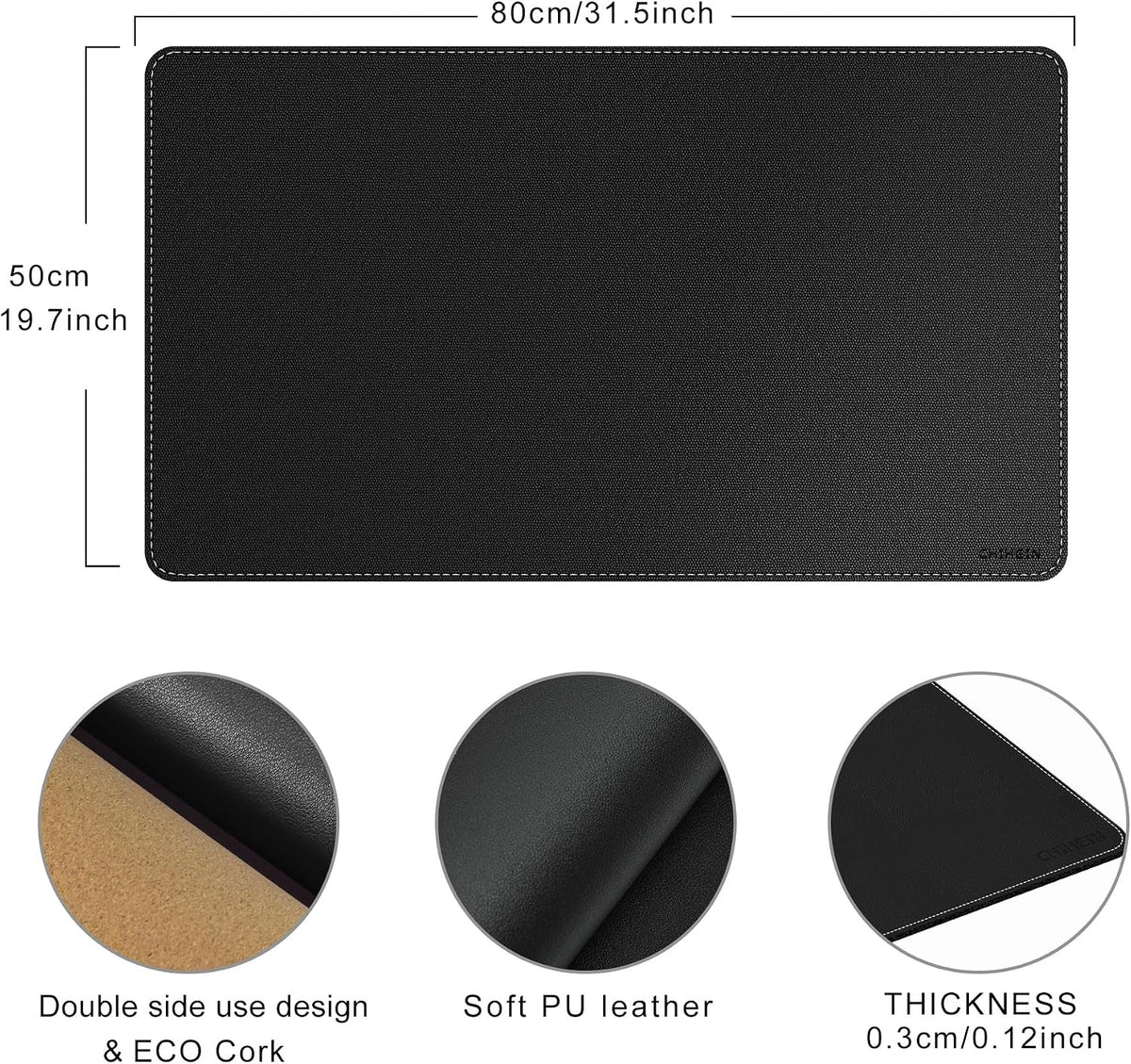Chihein Cork & PU Leather Desk Mat — 32 × 20 in