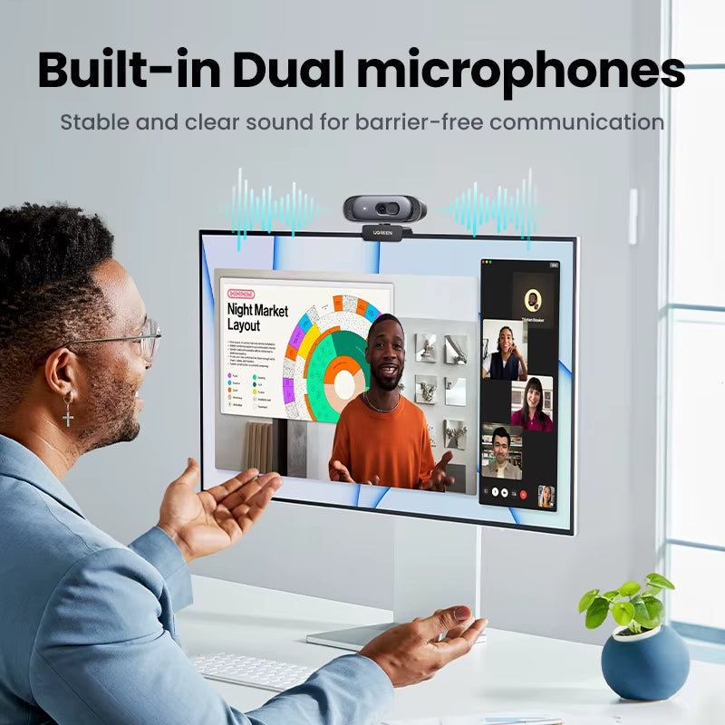 UGREEN 2K USB Webcam with Dual Microphones