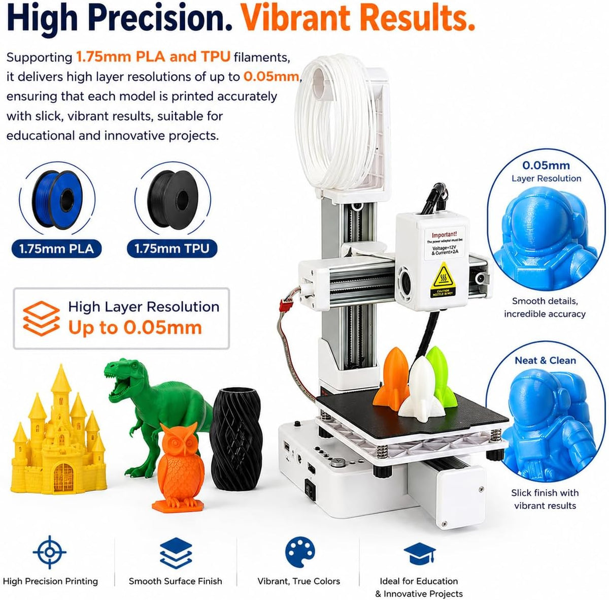 Compact FDM 3D Printer — 100 × 100 × 100 mm
