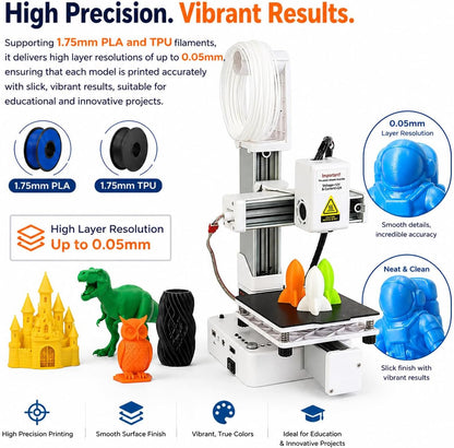 Compact FDM 3D Printer — 100 × 100 × 100 mm