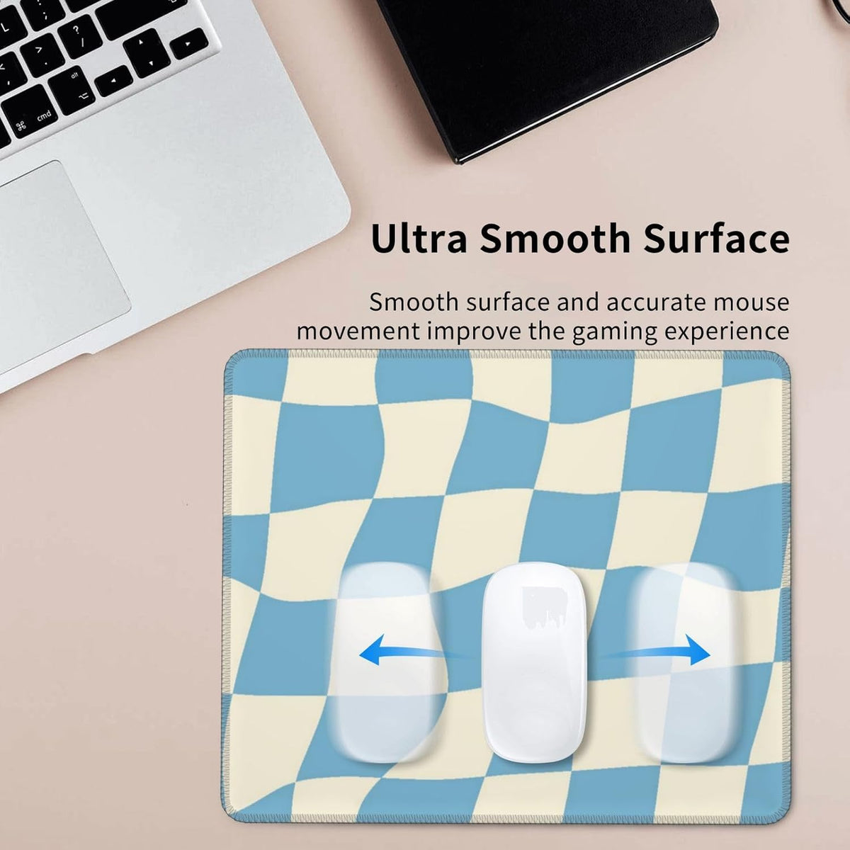 Blue Checkered Mouse Pad — 8.3 × 10.3 in