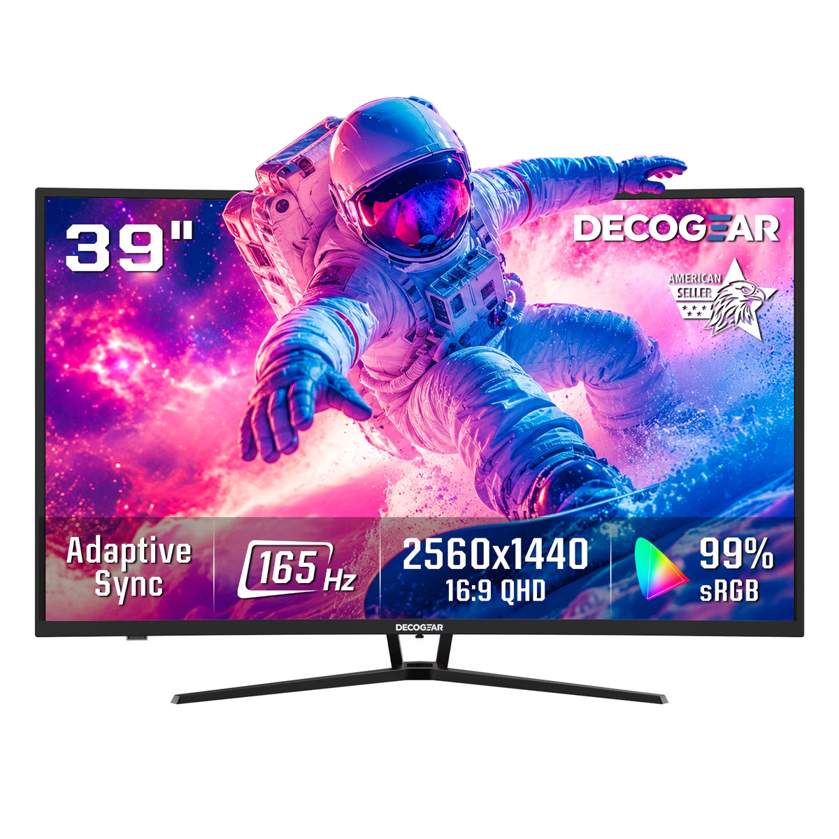 39" Curved Gaming Monitor, 2560X1440 QHD Computer Monitor, 165Hz Curved Monitor, 1Ms MPRT, AMD Freesync Adaptive Sync, USB-C 65W, HDMI 2.0 & DP 1.4, Built-In Speakers