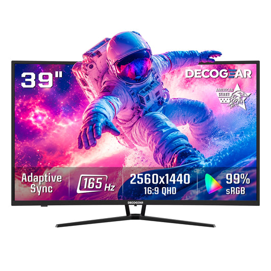 39" Curved Gaming Monitor, 2560X1440 QHD Computer Monitor, 165Hz Curved Monitor, 1Ms MPRT, AMD Freesync Adaptive Sync, USB-C 65W, HDMI 2.0 & DP 1.4, Built-In Speakers