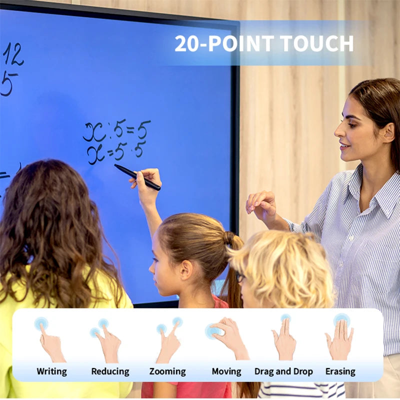 65 75 86 Inch Smart Tv for Classroom and Conference, Digital Electronic Whiteboard 4K HD Touch Screen Interactive Board on Wheel