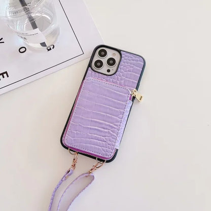 Textured Wallet Crossbody Case for iPhone