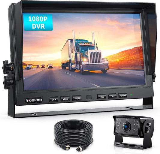 10" HD 1080P Wired Backup Camera with 10" Dual Split Screen Monitor
