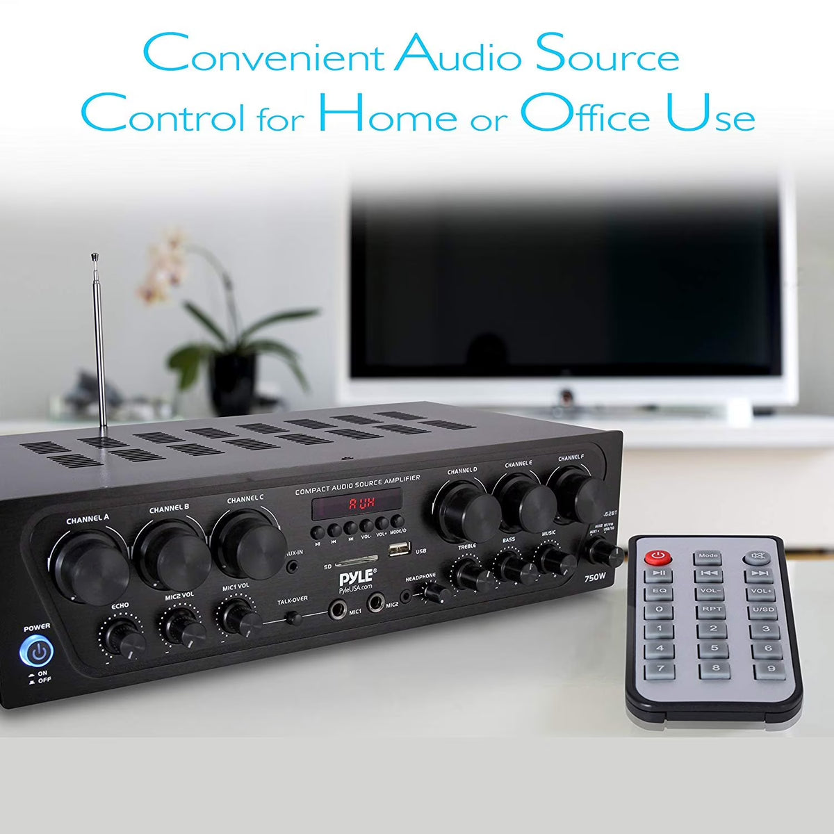 Bluetooth Home Audio 750 Watt 6 Channel Amplifier Stereo Receiver (PTA62BT.5)