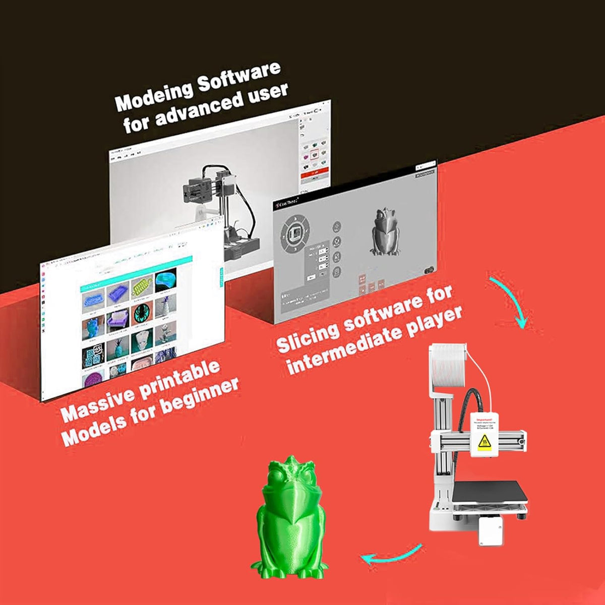 Compact FDM 3D Printer — 100 × 100 × 100 mm