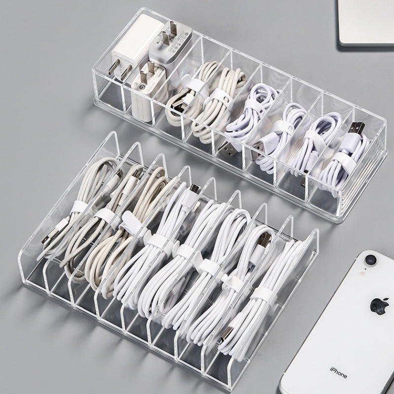 Clear 8-Compartment Cable Organizer