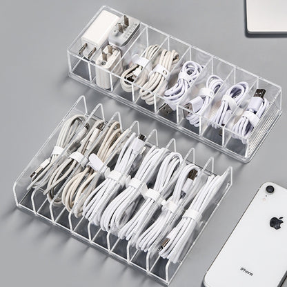 Clear 8-Compartment Cable Organizer