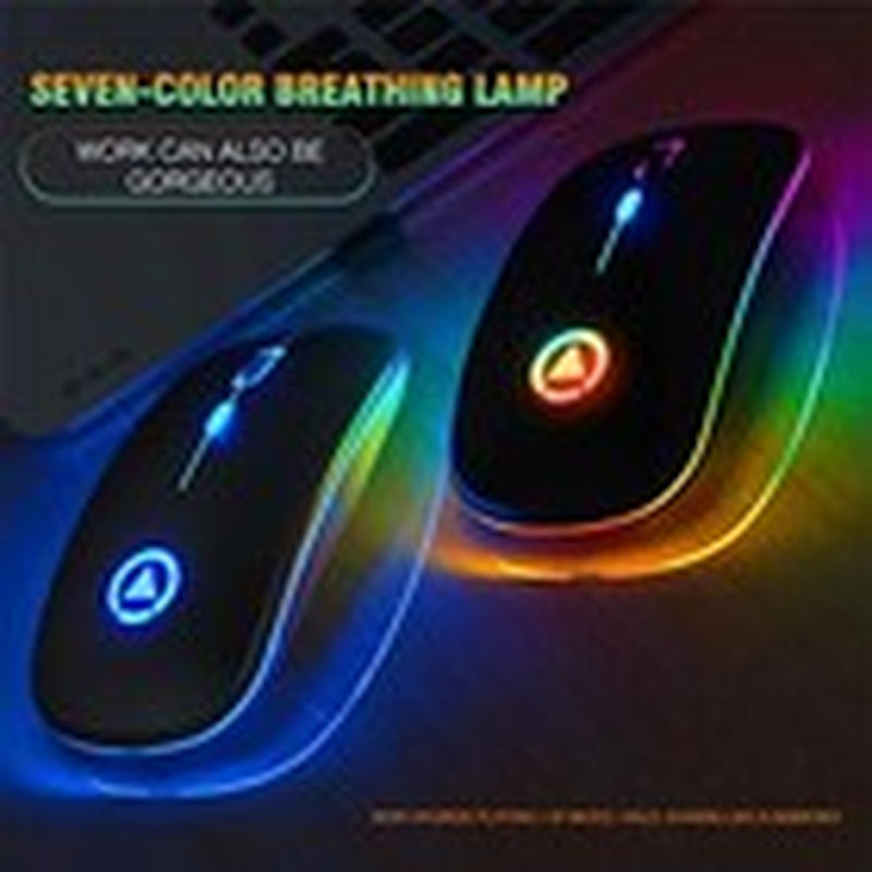 2.4Ghz Wireless Optical Mouse USB Rechargeable RGB Cordless Mice for PC Laptop