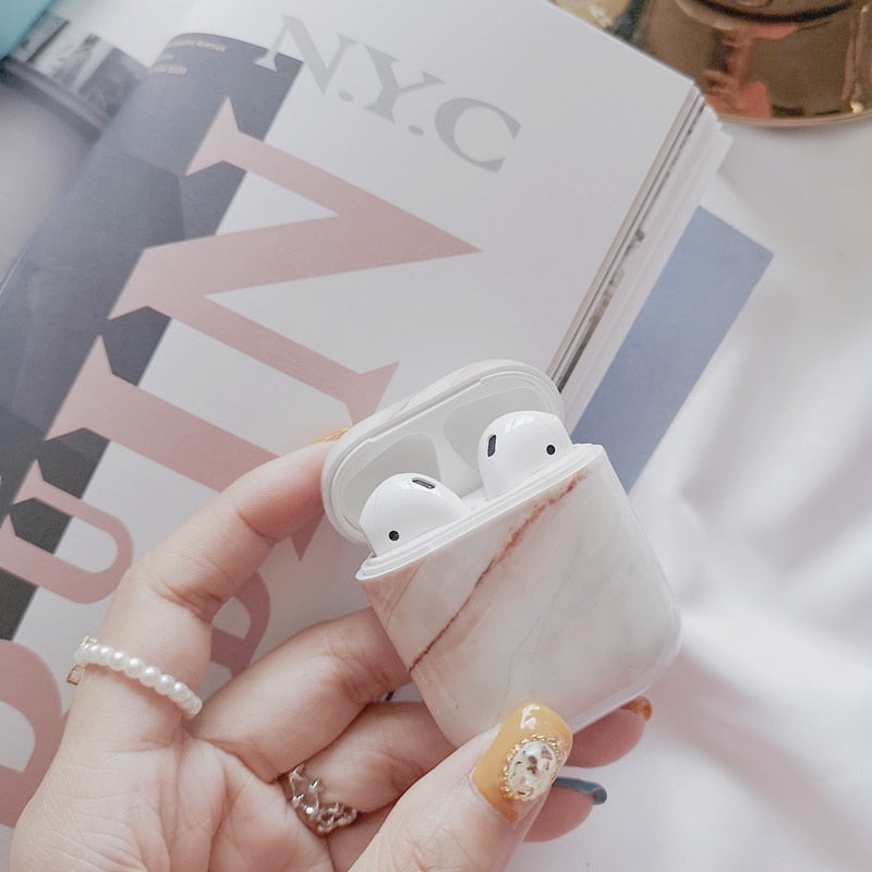 Marble-Print Cover for AirPods 2