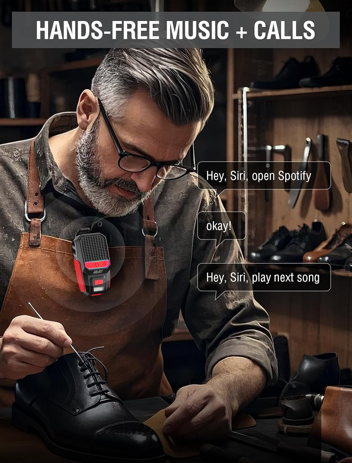GBEAST Wearable Clip-On Bluetooth Speaker — Red