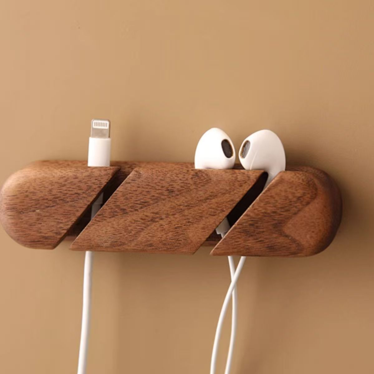 Wooden Desktop Cable Holder