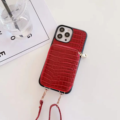 Textured Wallet Crossbody Case for iPhone
