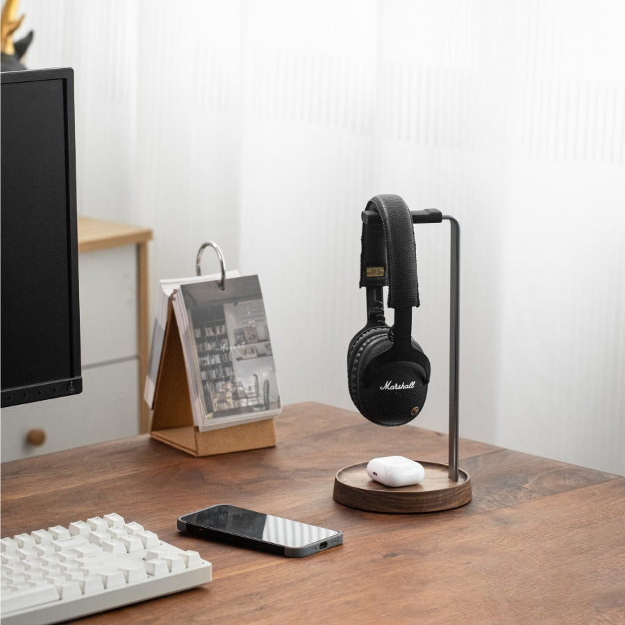 Walnut-Base Headphone Stand